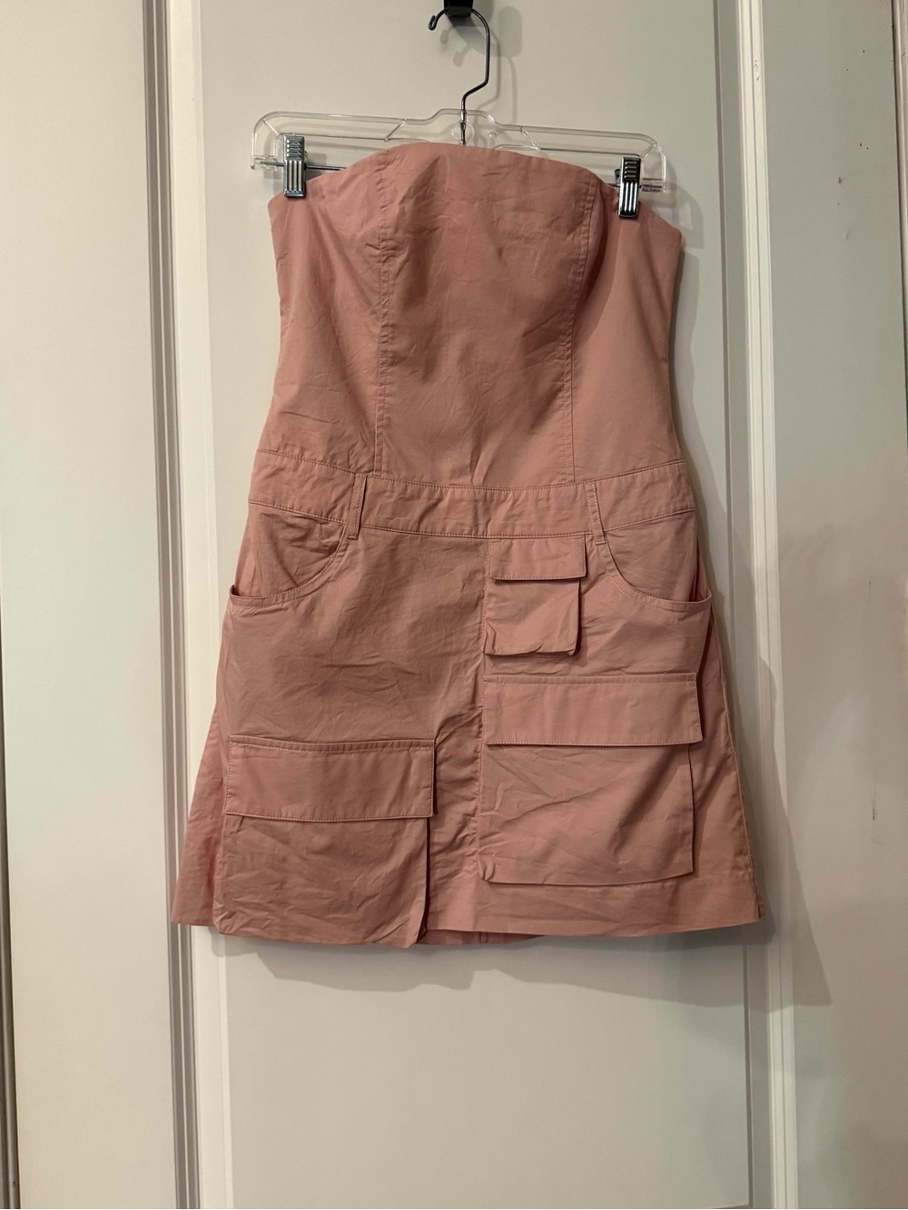 Zara Strapless Zip Up Cargo Dress, Size Medium